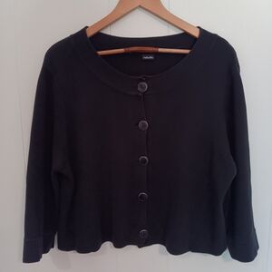Rafaella Black Button-Up Cardigan